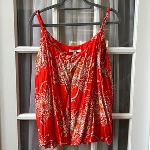 CABI tank. Orange shirt with light blue and cream flowers.